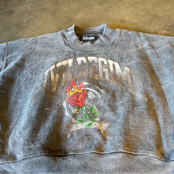 Civil Regime Sofie Crewneck Vintage Ashes Gray Heavyweight Acid Wash Sweatshirt - Picture 3 of 10